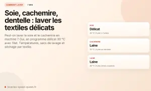 Guide pour laver soie, cachemire, dentelle. Attention au symbole essorage interdit pour ces textiles délicats.