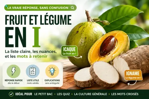 Icaque, fruit en I, et igname, légume en I. Apprenez les nuances et les mots à retenir.