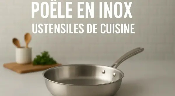 Poêle en inox, ustensile de cuisine indispensable pour des repas réussis. Sa robustesse et son élégance en font un choix idéal.