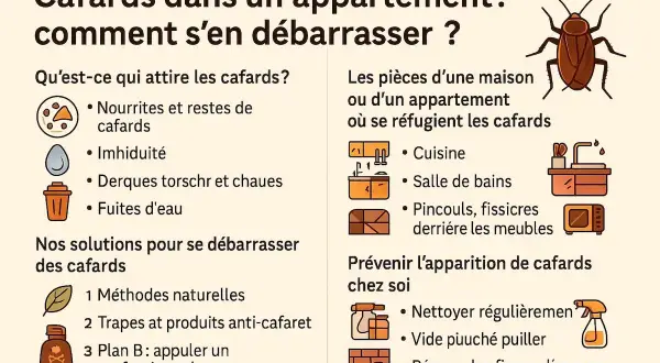 Infographie sur les cafards dans un appartement : causes, lieux de refuge et solutions. Que faire pour s'en débarrasser ?