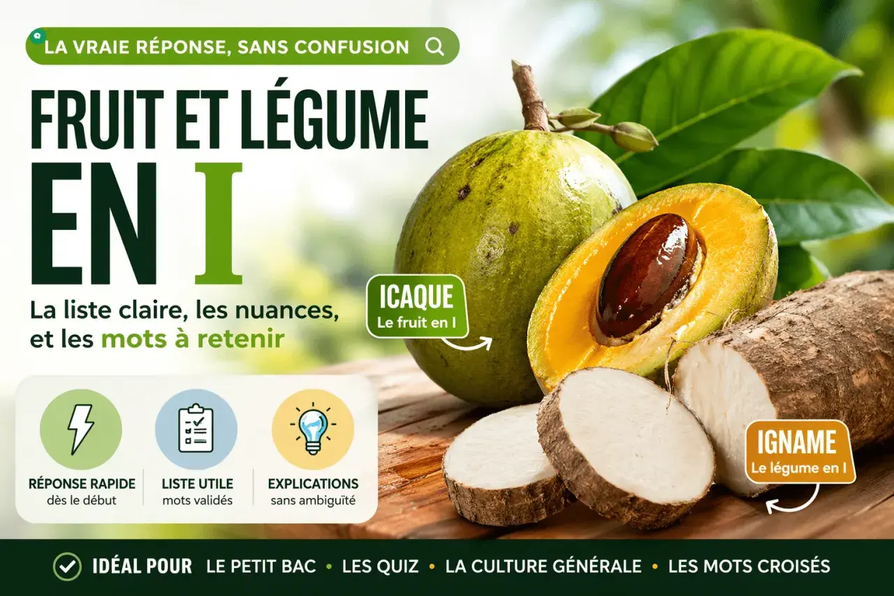 Icaque, fruit en I, et igname, légume en I. Apprenez les nuances et les mots à retenir.