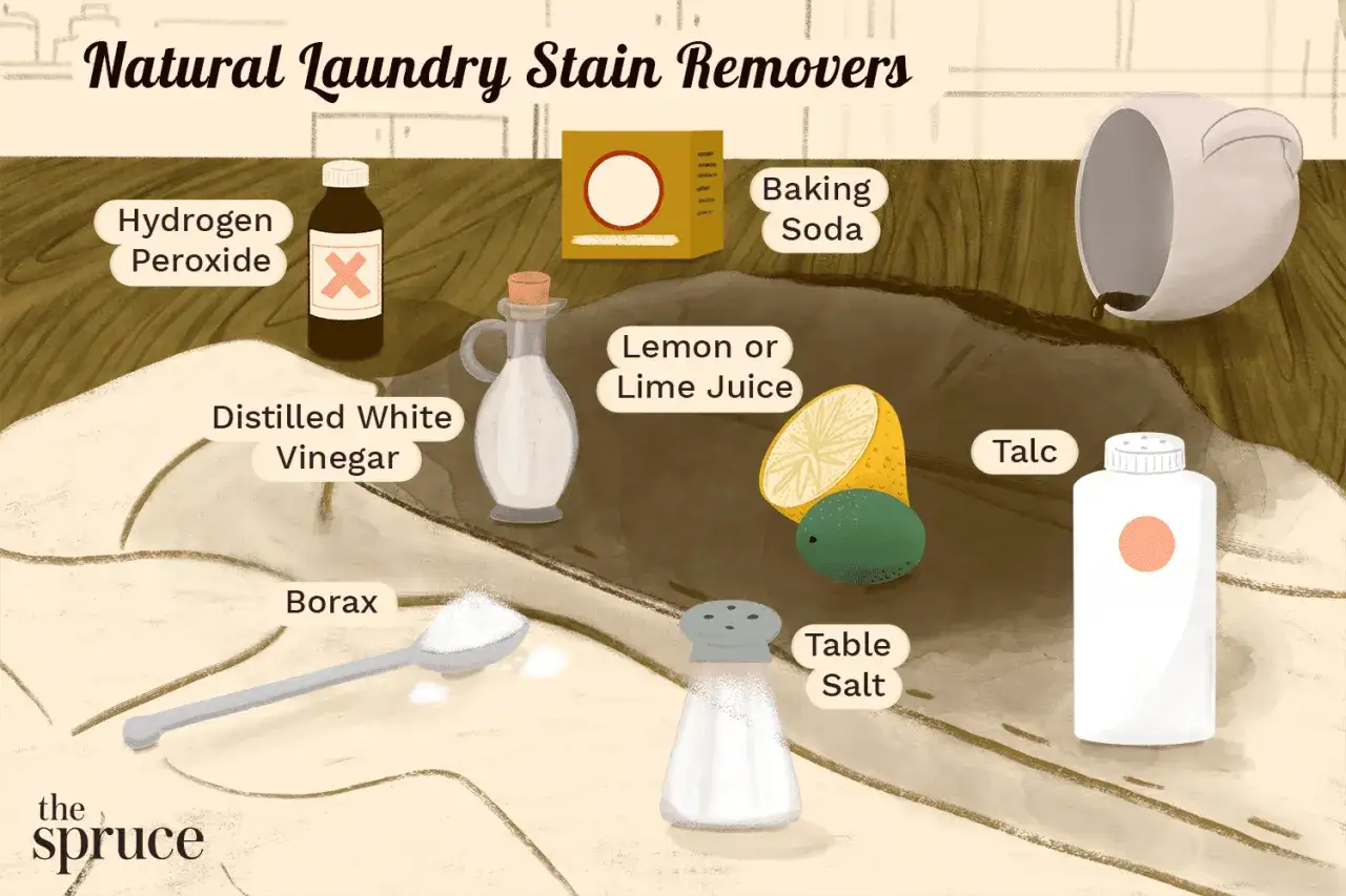 Vinaigre blanc, peroxyde d'hydrog&egrave;ne, citron, sel, talc, borax et bicarbonate de soude pour une tache impossible &agrave; enlever.