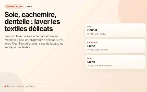 Guide pour laver soie, cachemire, dentelle. Attention au symbole essorage interdit pour ces textiles délicats.